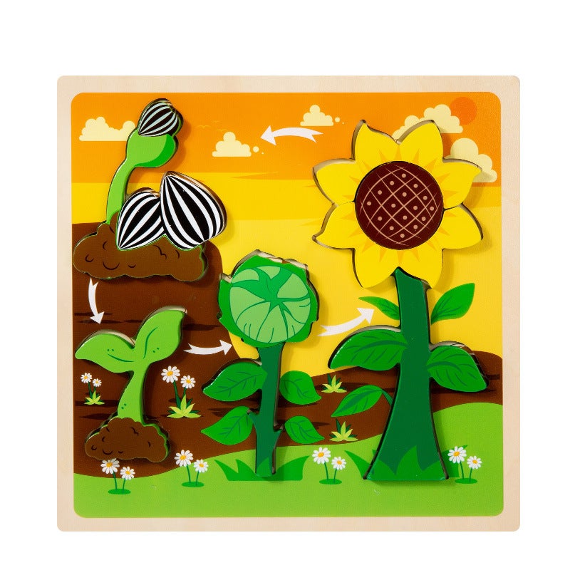 Montessori Early Education Three-Dimensional Puzzle Parent-Child Interactive Growth Cycle Puzzle Kindergarten Children'S Building Blocks Wooden Toys - Image 1